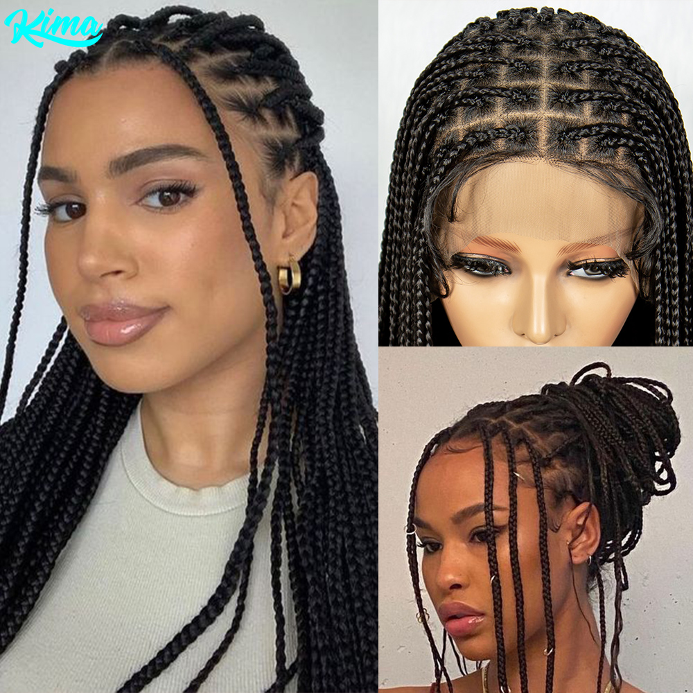 360  Full Lace Braided Wigs for Black Women 27 Inch Knotless Braided Wigs with Baby Hair 100% Handmade Box Braid Wig