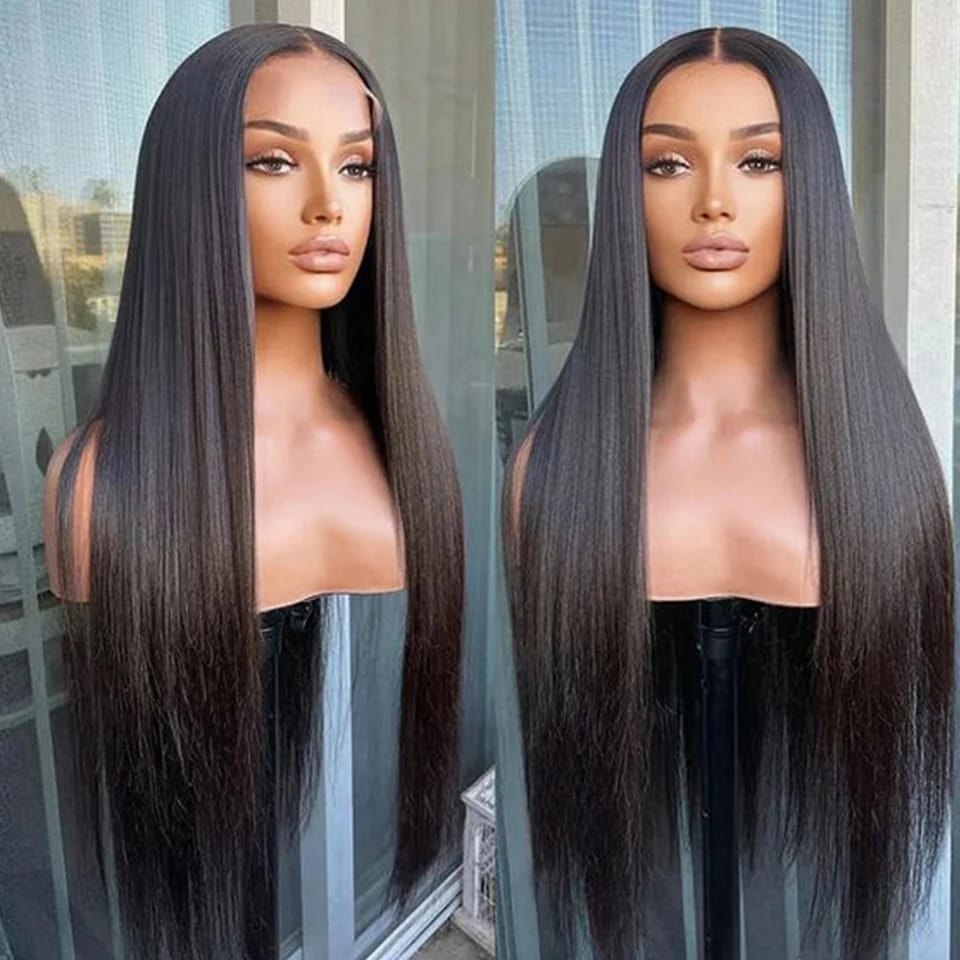 13x4x1 Lace Front Wigs Human Hair blend for Women 180 Density  Transparent 24 Inch Straight Lace Front Wigs semi Human Hair Pre Plucked Glueless Lace Frontal Wigs