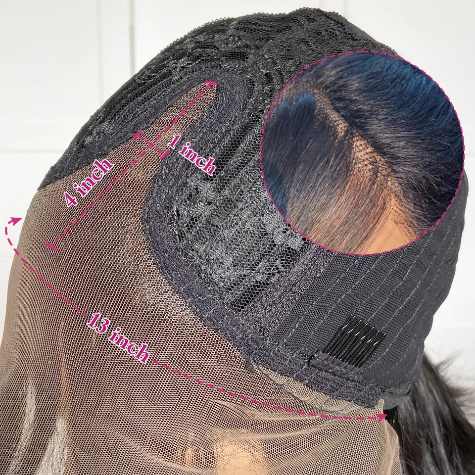 13x4x1 Lace Front Wigs Human Hair blend for Women 180 Density  Transparent 24 Inch Straight Lace Front Wigs semi Human Hair Pre Plucked Glueless Lace Frontal Wigs