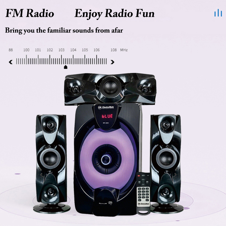 EM 3.1CH Speaker System woofer Subwoofer Multimedia 18000W PMPO Black 40W+10W×3 WF-3001