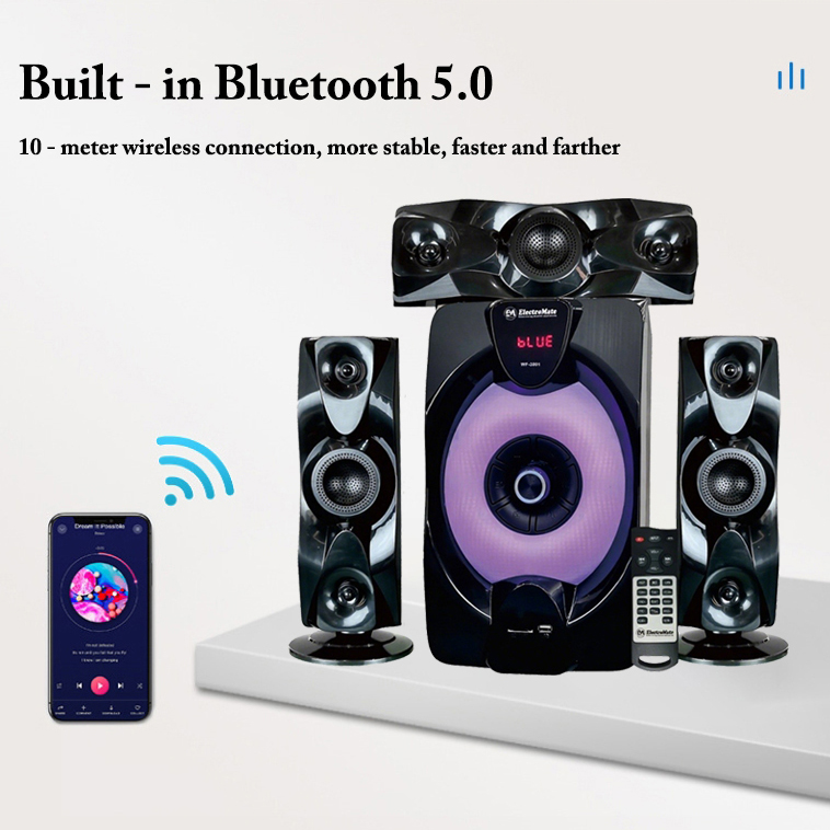 EM 3.1CH Speaker System woofer Subwoofer Multimedia 18000W PMPO Black 40W+10W×3 WF-3001