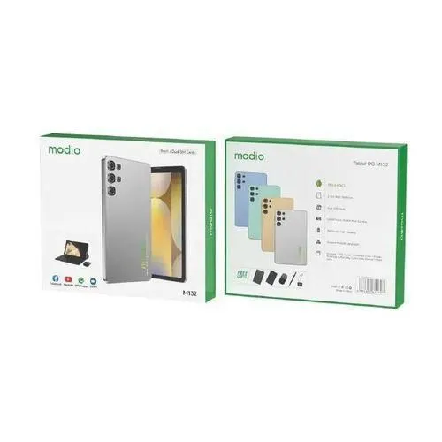 Modio M132 Tablet PC, Display 8 inch, Memory 512GB ROM + 8GB RAM, Battery 5000mah, Camera 13mp+5mp, Dual SIM, Flip case, Keyboard & Touch pen Tablet