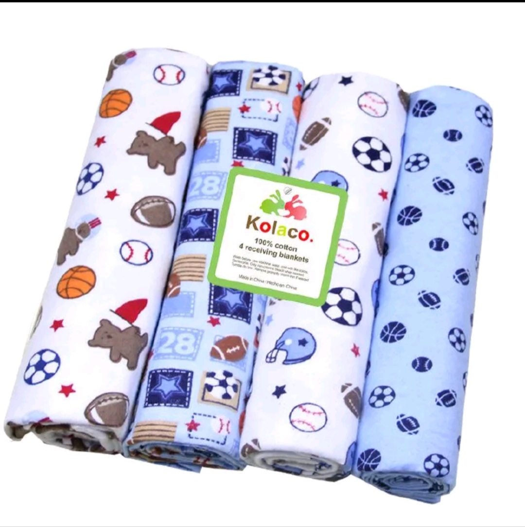 Fashion 4PC Lovely Cotton Baby Shawl Set | Soft Flannel Receiving Blankets for Newborn Baby Boy | Multi-purpose Warm Swaddle Wraps | Gentle Cotton Baby Bedding Gift Set