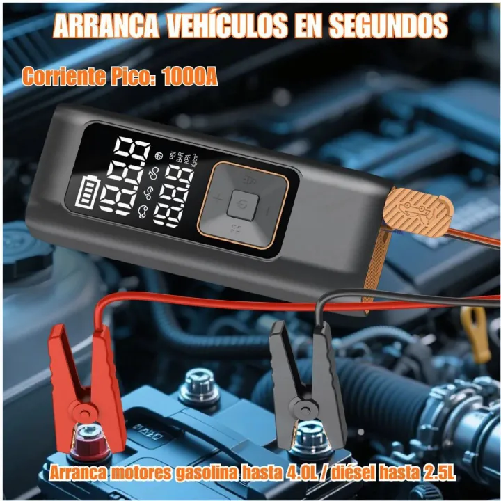 5-in-1 Car Jump Starter with 150PSI Inflator + Power Bank + LED Flashlight and 8000mAh LCD Digital Display