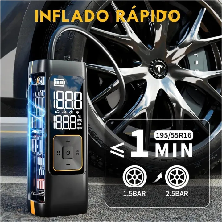 5-in-1 Car Jump Starter with 150PSI Inflator + Power Bank + LED Flashlight and 8000mAh LCD Digital Display