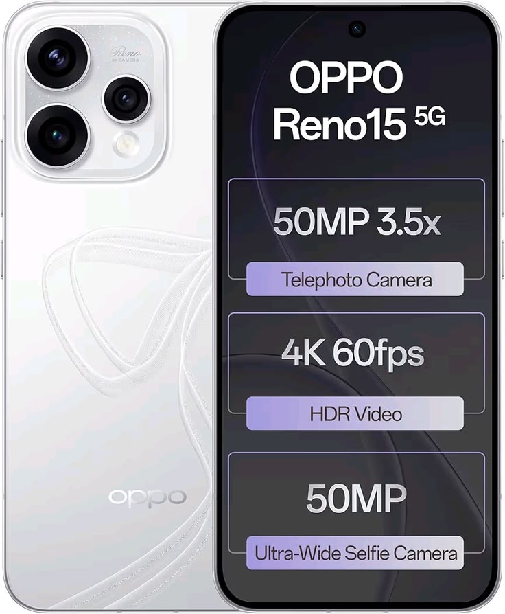 🔥 DEALS !! 🔥OPPO RENO 15 5G 512GB 12GB RAM 6.59" FHD+ AMOLED DISPLAY COLOROS 16.0 OS QUALCOMM SNAPDRAGON® 7 GEN 4 8MP + 50MP + 50MP MAIN CAMERA 50MP SELFIE CAMERA FINGERPRINT (UNDER DISPLAY, OPTICAL