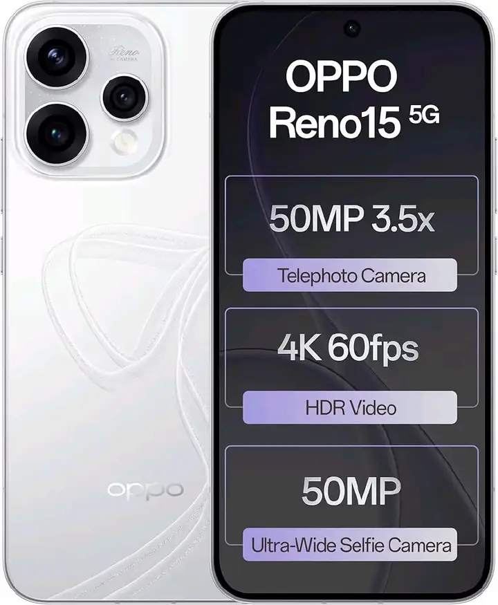 🔥 DEALS !! 🔥OPPO RENO 15 5G 512GB 12GB RAM 6.59" FHD+ AMOLED DISPLAY COLOROS 16.0 OS QUALCOMM SNAPDRAGON® 7 GEN 4 8MP + 50MP + 50MP MAIN CAMERA 50MP SELFIE CAMERA FINGERPRINT (UNDER DISPLAY, OPTICAL