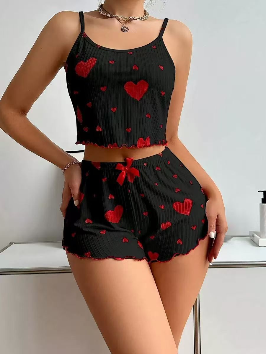 Womens  Lingerie V Neck Cami Set Ruffle Camisole Lingerie Nightwear Sexy Pajamas Lounge Sets Cute Pajamas Ladies Pajamas Sets