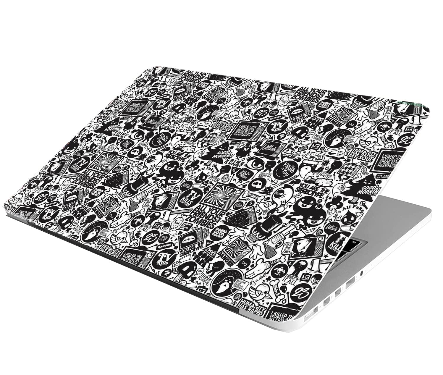 Laptop Skin Stickers HD Quality Sticker for Laptops Up to 15.6" Compatible with Apple/Dell/HP/Lenovo/Acer/Asus/Sony (Dustproof |Waterproof | Scratchproof | Reusable) - BW Doodle