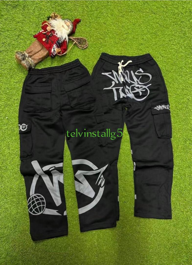 OFFER SALE Minus two designer cargo pants (Baggy-wide leg design, Adjustable waist with drawstrings, With Bold hand- written style PRINTS ,,Multiple cargo pockets on the sides and back,