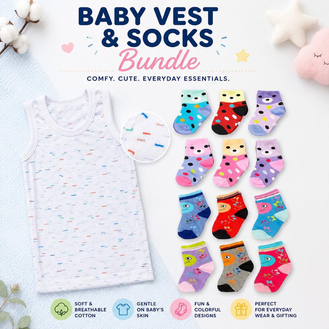 Baby Gift set ::20 complete pack including 11 pieces baby suit + baby blanket star fashion+ dotted wrapper+3 pair of socks+2 baby muffins+ free gift 2 newborn vests