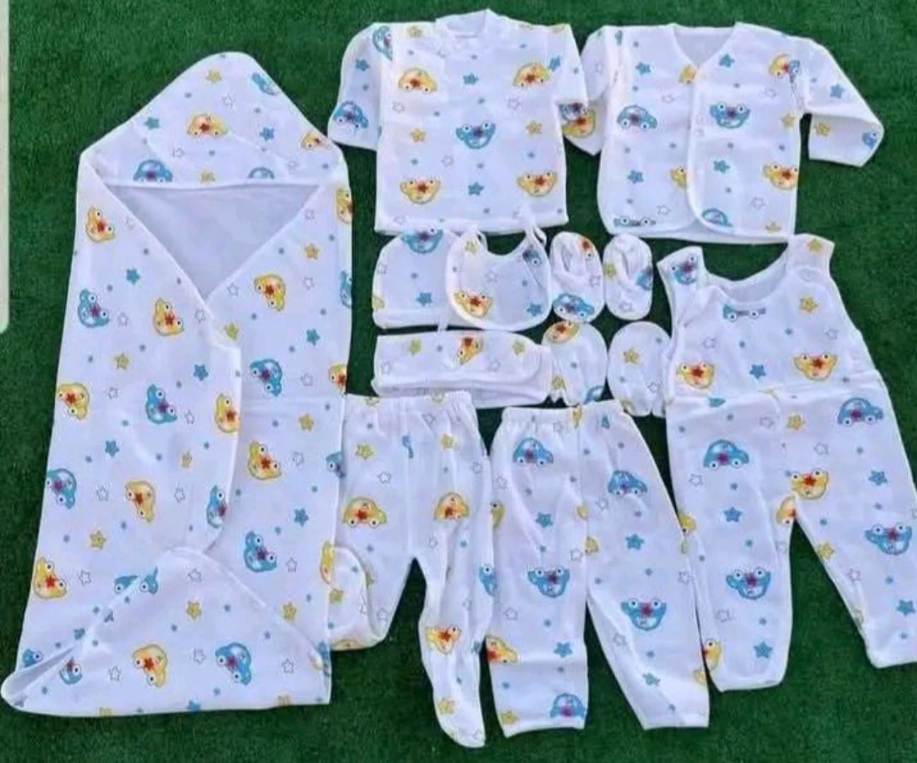 Baby Gift set ::20 complete pack including 11 pieces baby suit + baby blanket star fashion+ dotted wrapper+3 pair of socks+2 baby muffins+ free gift 2 newborn vests