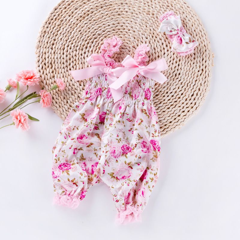 Bow Bloom Pants Romper Onesies Baby Girl Clothes Infant Toddler Girl Outfit Dot Sleeveless Rompers for Little Girl