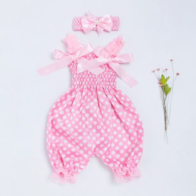 Bow Bloom Pants Romper Onesies Baby Girl Clothes Infant Toddler Girl Outfit Dot Sleeveless Rompers for Little Girl