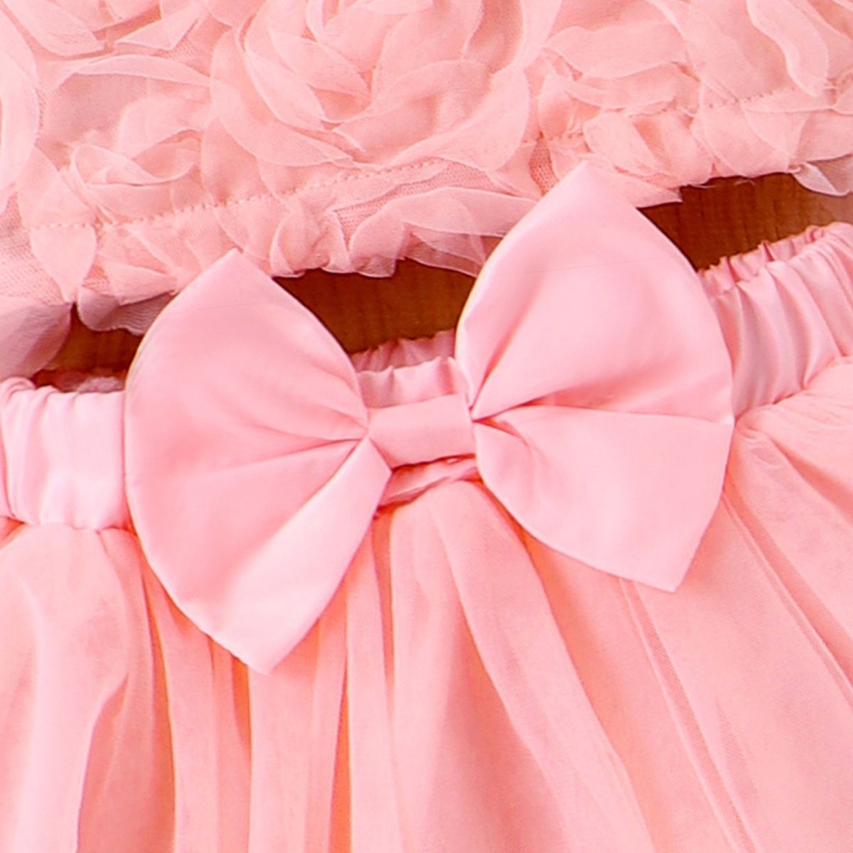 New European and American Summer Girls' Clothing Set Baby and Toddler Flower Suspender Bow Mesh Skirt two-piece Set