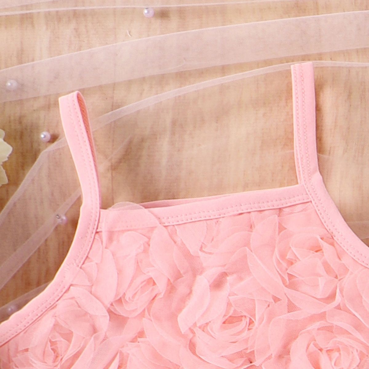 New European and American Summer Girls' Clothing Set Baby and Toddler Flower Suspender Bow Mesh Skirt two-piece Set