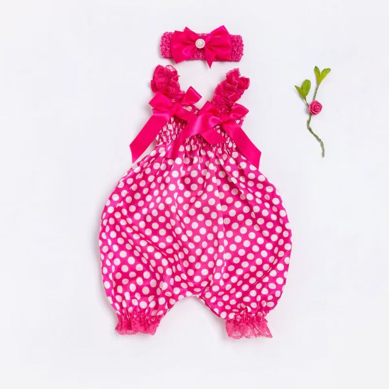 Bow Bloom Pants Romper Onesies Baby Girl Clothes Infant Toddler Girl Outfit Dot Sleeveless Rompers for Little Girl