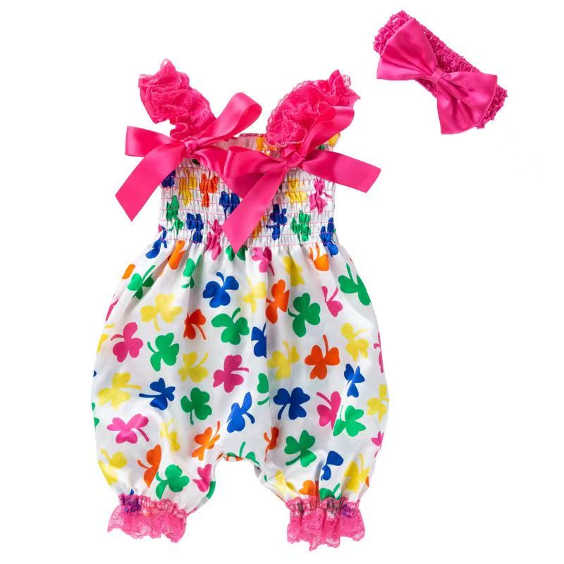 Bow Bloom Pants Romper Onesies Baby Girl Clothes Infant Toddler Girl Outfit Dot Sleeveless Rompers for Little Girl