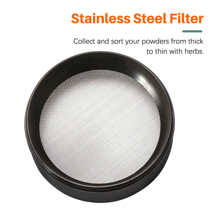 61mm 4-Tier Zinc Alloy Herb & Spice Grinder with Hand Crank Handle - Heavy Duty Manual Shredder with Magnetic Lid & Spatula - Ideal for Kitchen & Personal Use