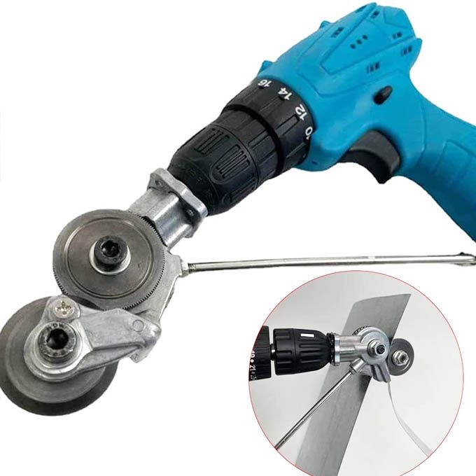 Electric Drill Plate Cutter Attachment | Heavy Duty Metal Sheet Shear for Iron, Tin, Copper & Aluminum | Universal Iron Sheet (Mabati) Cutter Ideal for Home & Construction (Adapter Only)