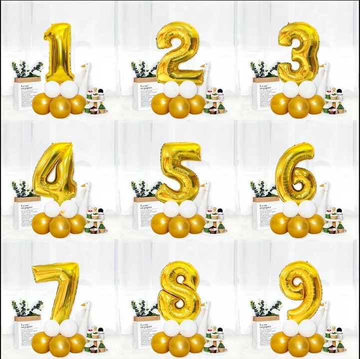 Gold Foil Number Balloons 32-Inch – Large Metallic Number Balloons for Birthday, Anniversary & Milestone Party Decorations Celebration Supplies Gold Foil Number Balloons 32-Inch