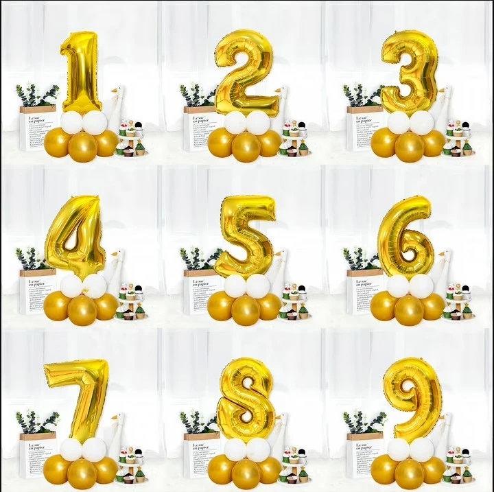 Gold Foil Number Balloons 32-Inch – Large Metallic Number Balloons for Birthday, Anniversary & Milestone Party Decorations Celebration Supplies Gold Foil Number Balloons 32-Inch