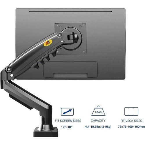 F80 Single Monitor Arm Gas Spring Mount – 17” to 30” Adjustable Desk Monitor Stand (VESA Compatible)