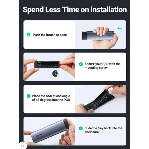 UGREEN CM578 M.2 NVMe/SATA SSD Enclosure – 10Gbps USB-C Reader (2230/2242/2260/2280)