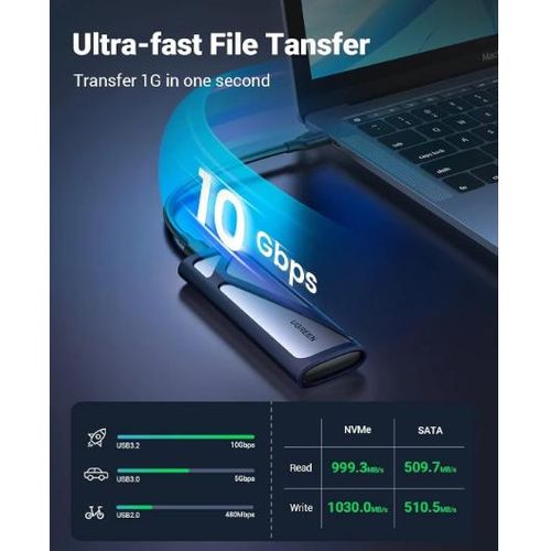 UGREEN CM578 M.2 NVMe/SATA SSD Enclosure – 10Gbps USB-C Reader (2230/2242/2260/2280)