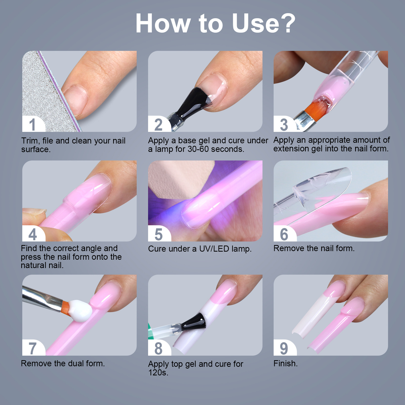 150pcs Reusable Nail Forms Dual French Tip Nail Extension Tools Gel & Acrylic Space French Manicure Building Molds DIY Salon Use E0124