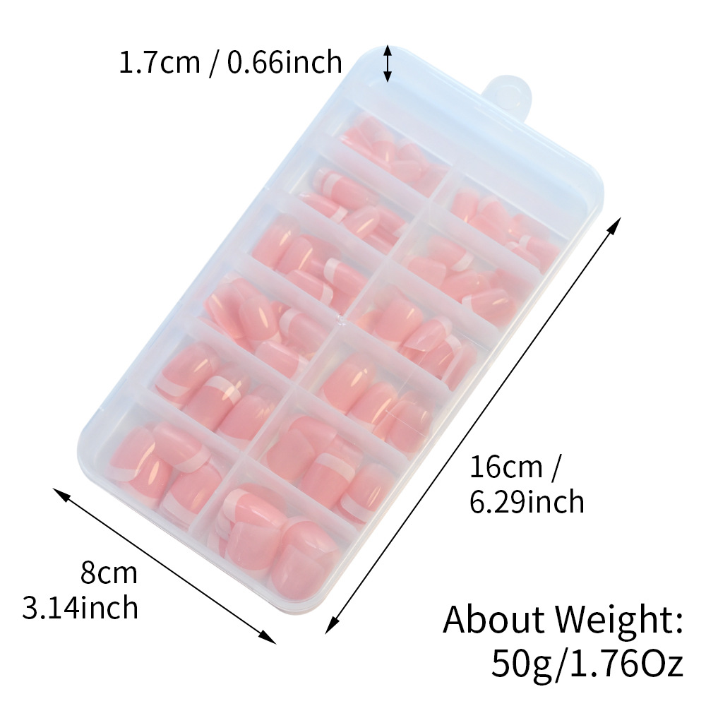 120pcs French Foot Wear Nail Set Summer Short Square Shiny False Toenail Acrylic Full Coverage Suitable for Nail Salon E0137