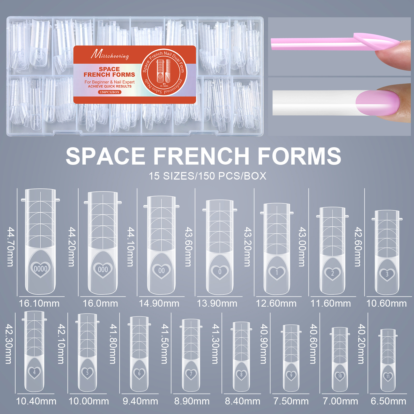 150pcs Reusable Nail Forms Dual French Tip Nail Extension Tools Gel & Acrylic Space French Manicure Building Molds DIY Salon Use E0124