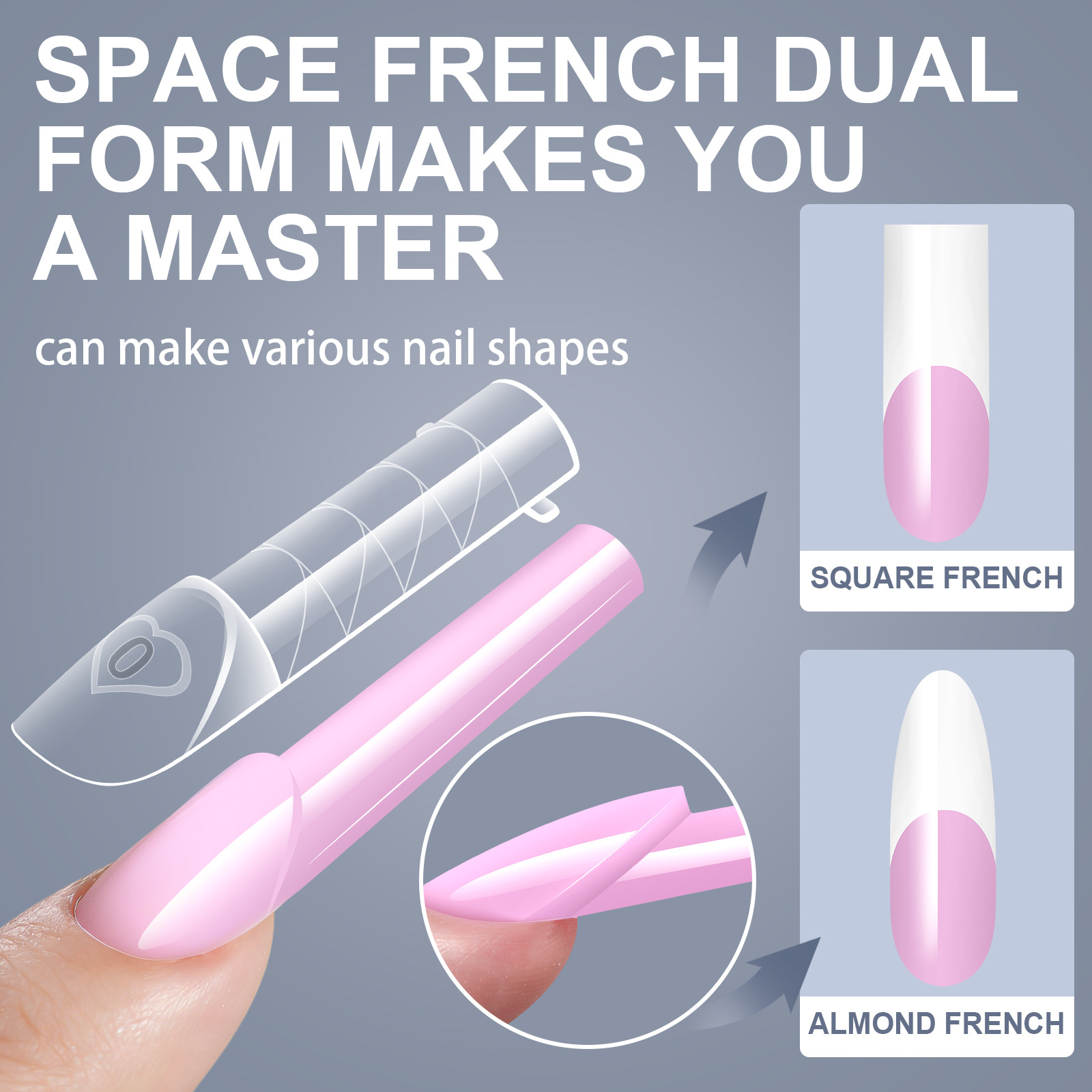 150pcs Reusable Nail Forms Dual French Tip Nail Extension Tools Gel & Acrylic Space French Manicure Building Molds DIY Salon Use E0124