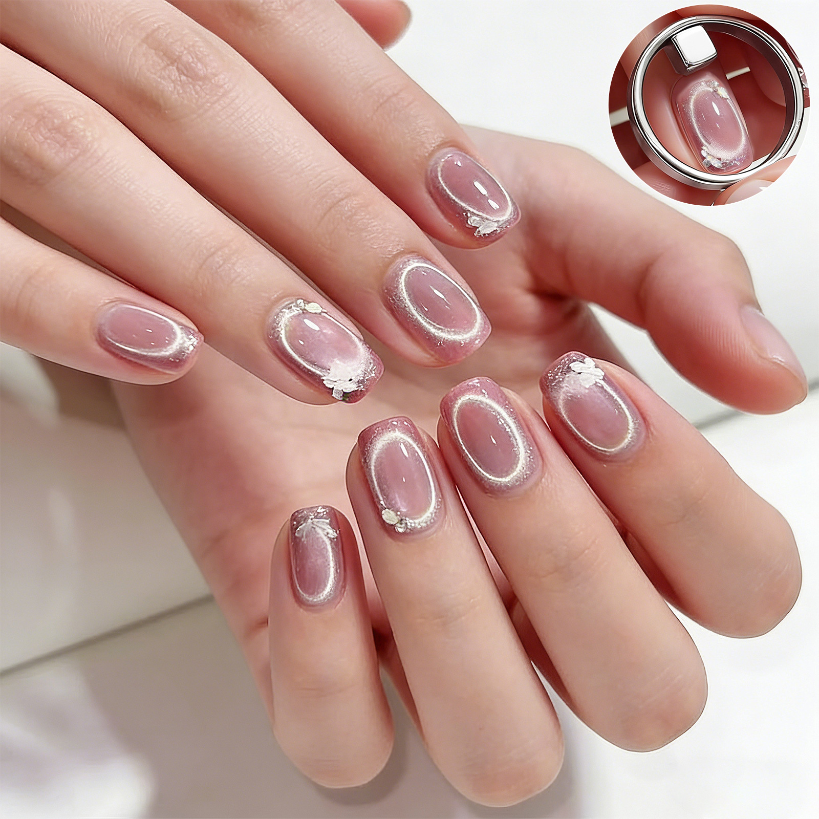 3 in 1 Cat Eye Effect Double 3D Love Heart Nail Magnet Line Moon Snake Pattern French Nail UV Attraction Magnetic Stick Manicure E0149