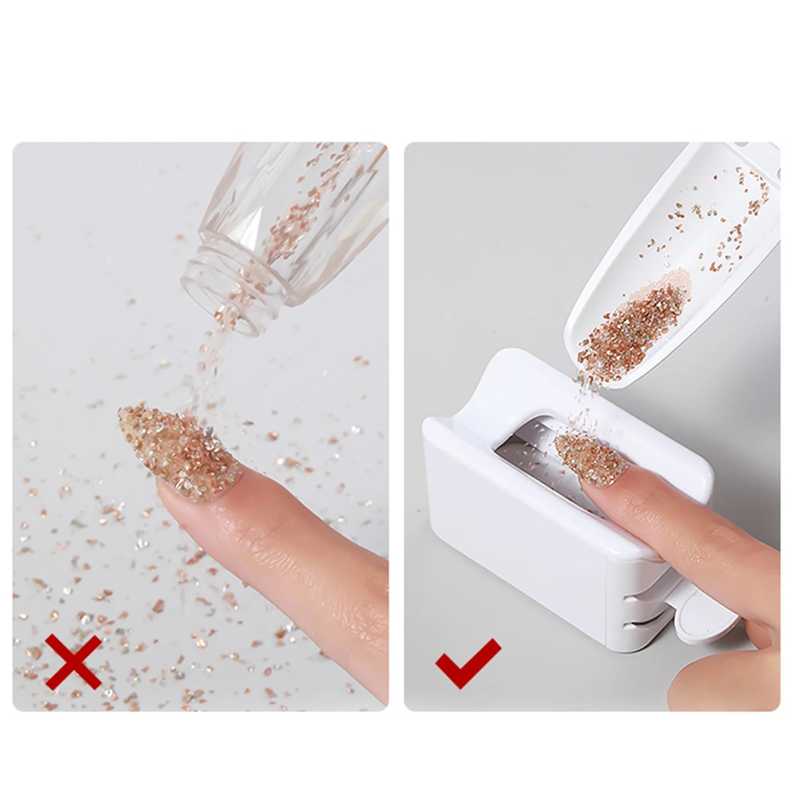 Nail Glitter Powder Recycling Box Dip System Dust Collector Shiny Sequin Rhinestone Container Holder Manicure Storage Case E0127