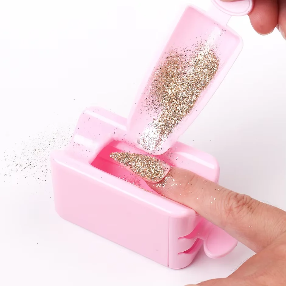 Nail Glitter Powder Recycling Box Dip System Dust Collector Shiny Sequin Rhinestone Container Holder Manicure Storage Case E0127