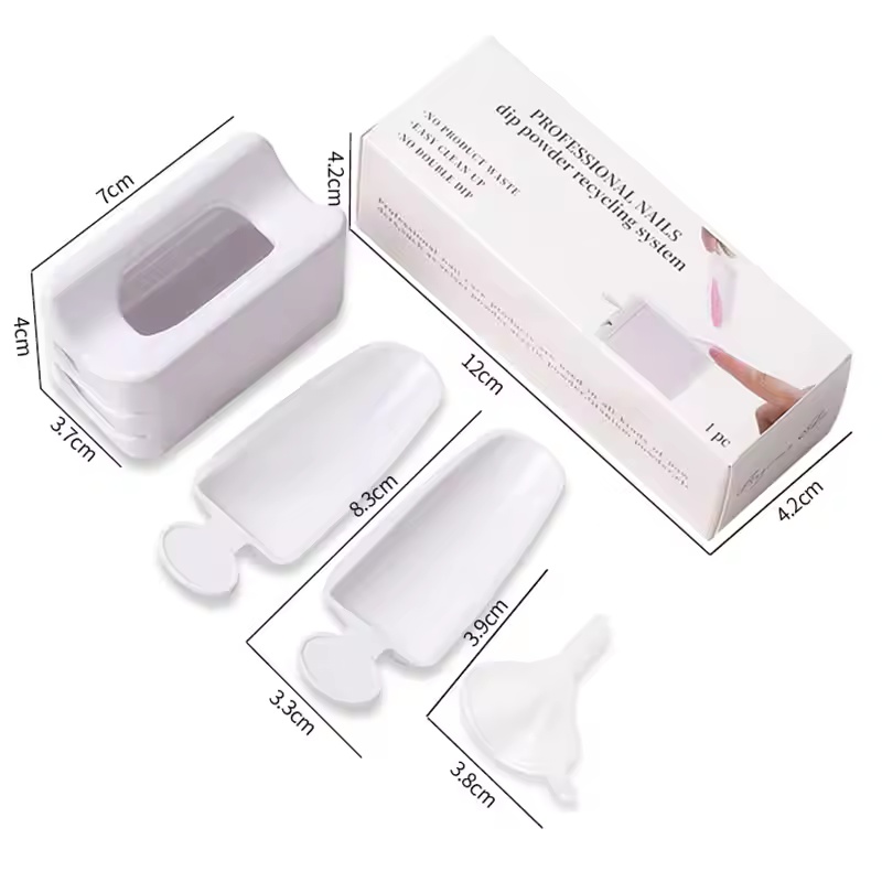 Nail Glitter Powder Recycling Box Dip System Dust Collector Shiny Sequin Rhinestone Container Holder Manicure Storage Case E0127