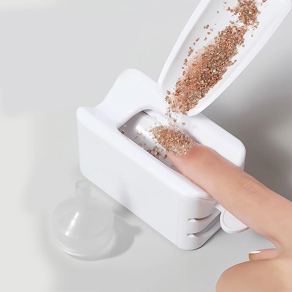 Nail Glitter Powder Recycling Box Dip System Dust Collector Shiny Sequin Rhinestone Container Holder Manicure Storage Case E0127