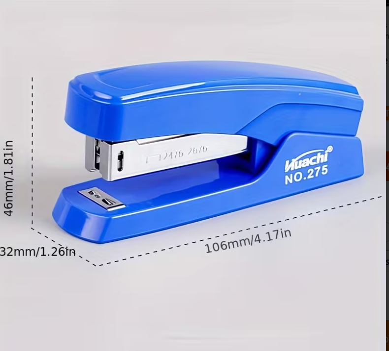 Chuachi Big Stapler – Heavy Duty Desktop Stapler, Blue Push-Type Stapler with Window for Office, Home & School