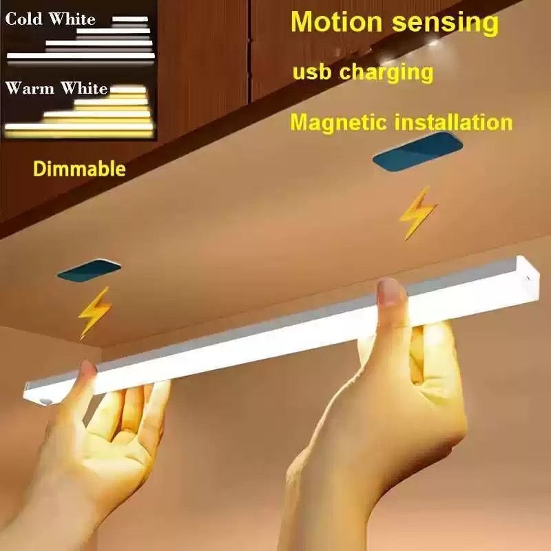 50cm Magnetic Motion Sensor Light – USB Rechargeable LED Cabinet Light with Auto On/Off for Kitchen, Wardrobe & Stairs