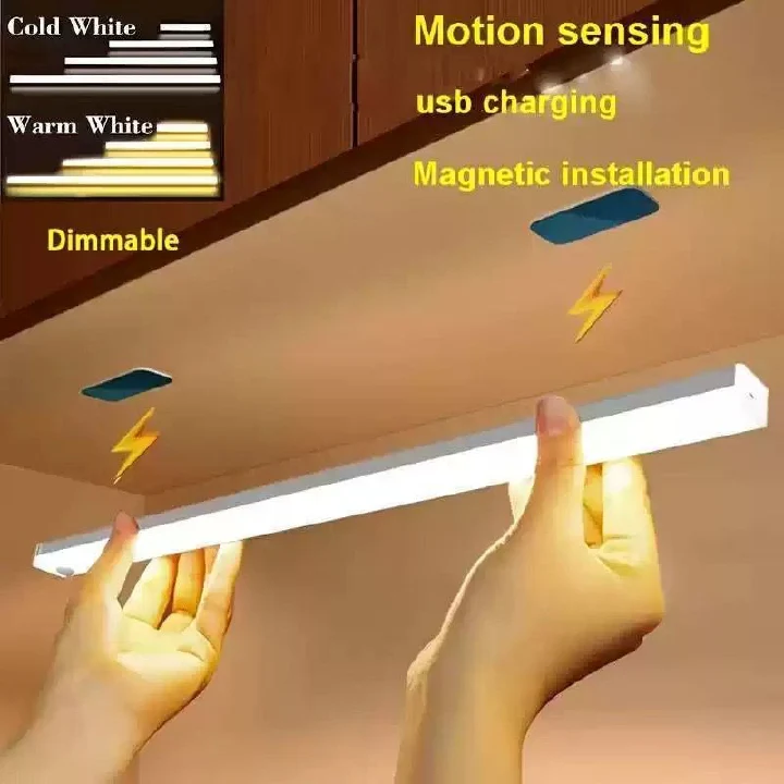 50cm Magnetic Motion Sensor Light – USB Rechargeable LED Cabinet Light with Auto On/Off for Kitchen, Wardrobe & Stairs