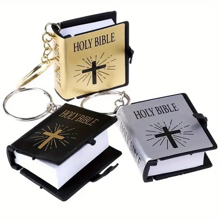 NEW!! MINI-BIBLE KEYCHAIN, (english) unique holy bible (keychain)  available in english. ( black and gold color).
