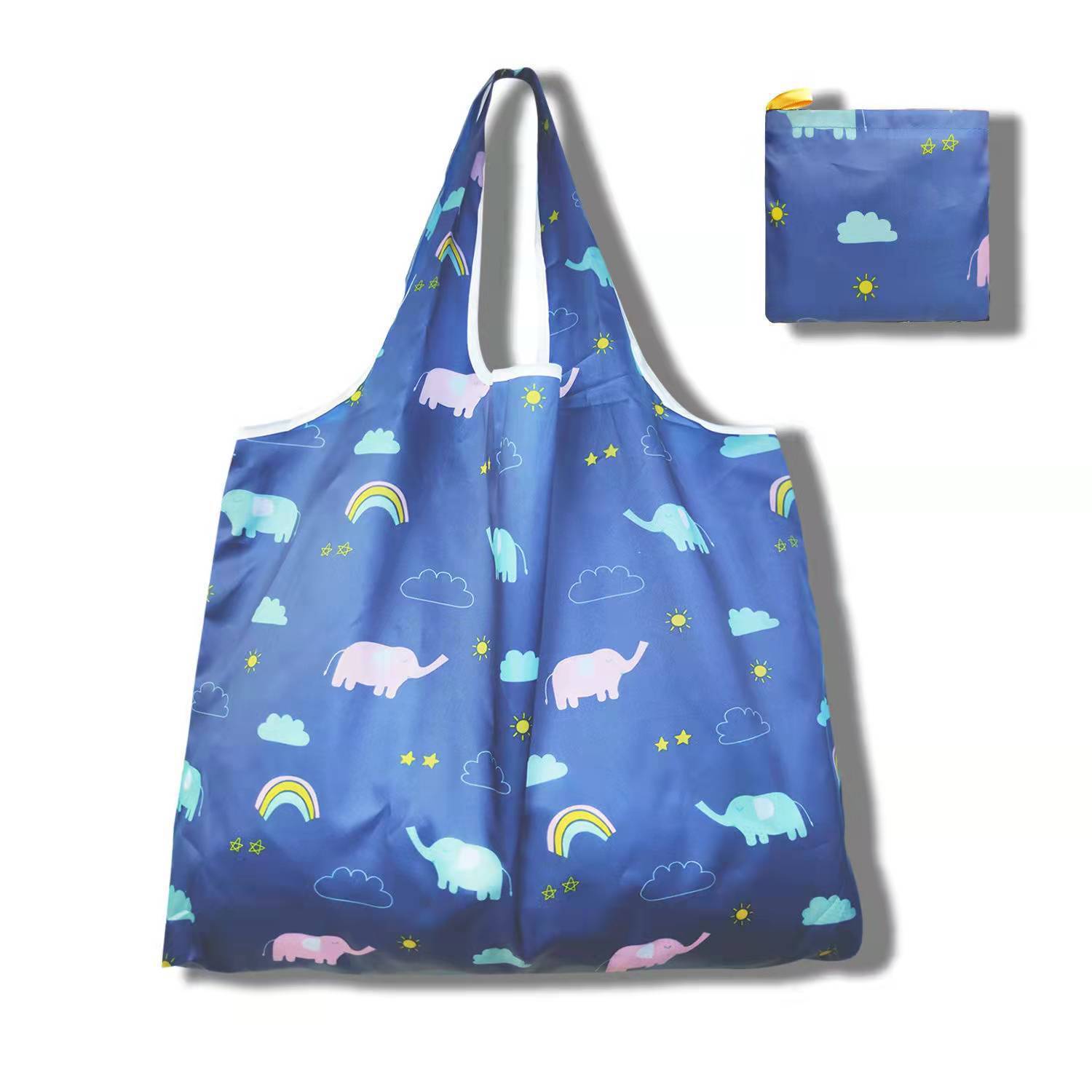 New Large Foldable Shopping Bag, Flower Cloth Square Bag, Portable Shopping Bag, Tote Bag, Folding Eco-Friendly Bag