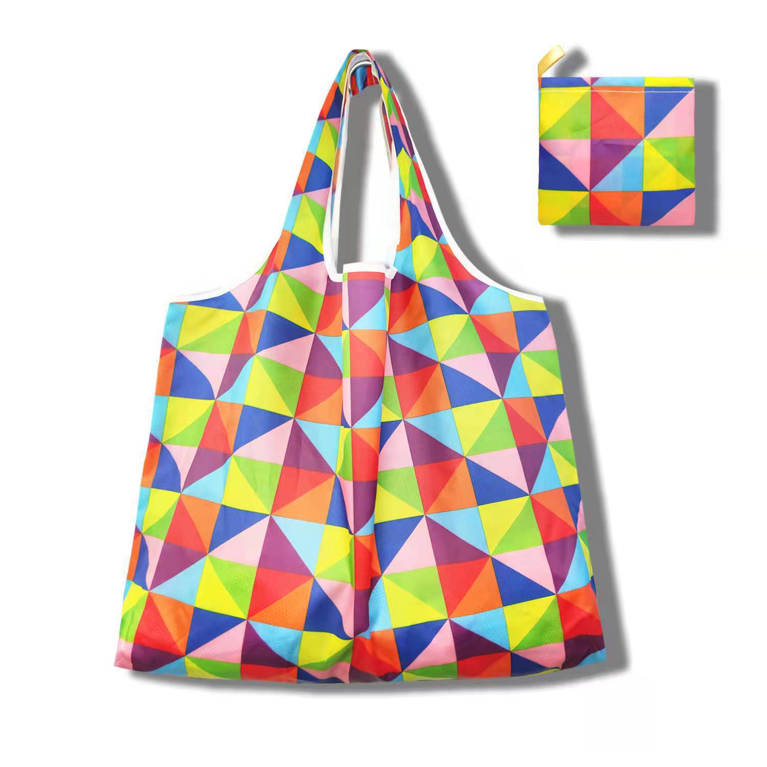 New Large Foldable Shopping Bag, Flower Cloth Square Bag, Portable Shopping Bag, Tote Bag, Folding Eco-Friendly Bag