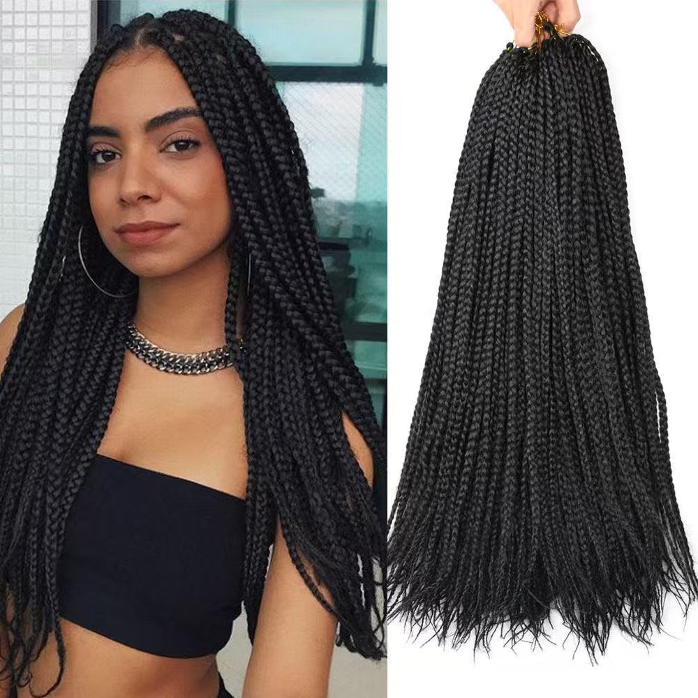 European and American style three-strand braids; Box Braids; Crochet Hair Extension; Hooked dreadlocks wig