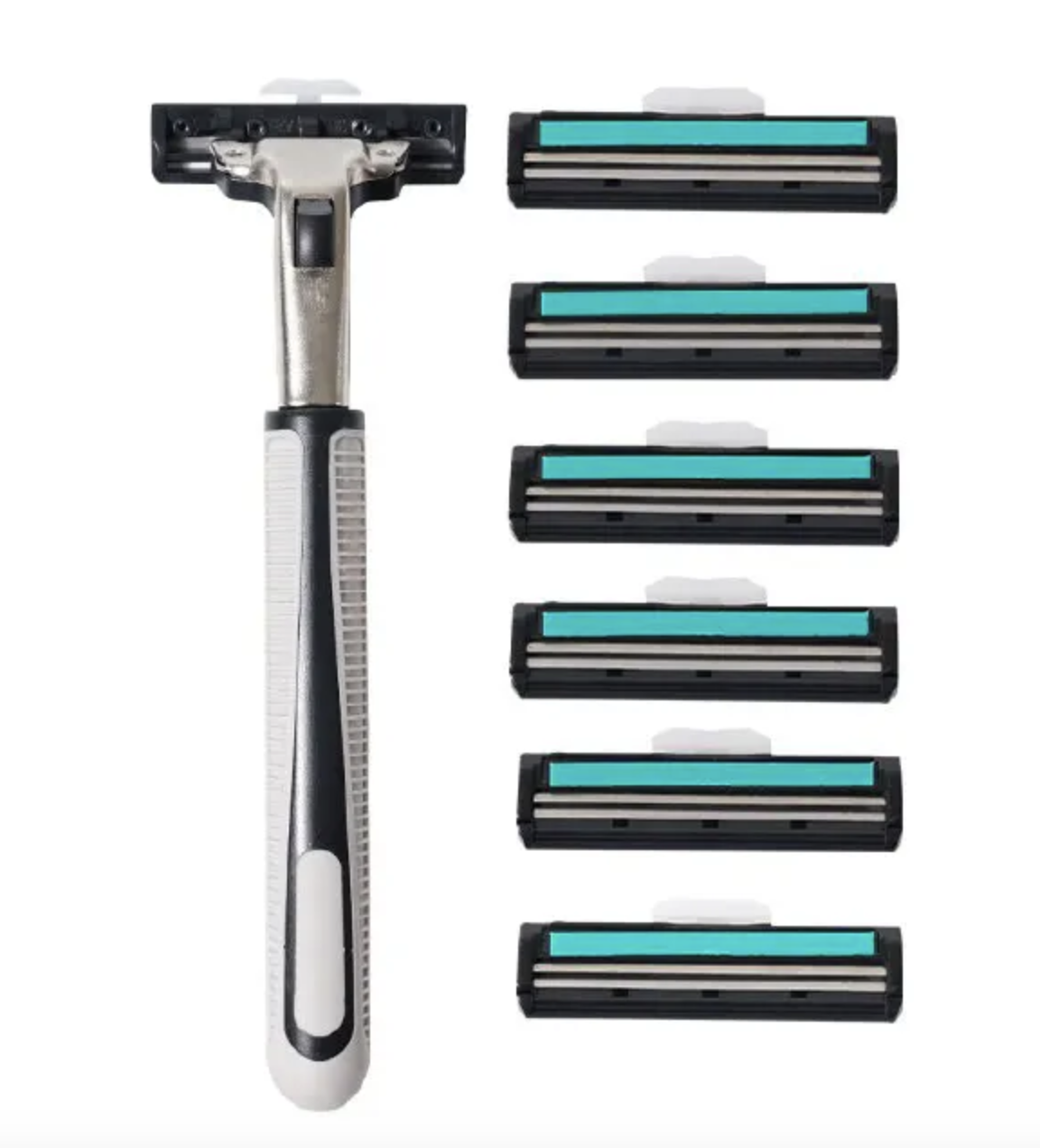 7-Pack Razor Blades Men's Shaver Men's Facial Hair Removal Sharp 2-Ply Razor Blade Tools Razor Holder Universal Hand Shaver Replacement Set