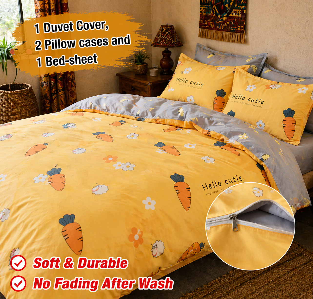 4Pcs of  Bedding Sets Comforter Set Bedding Duvet Covers Set ( 1 Duvet Cover, 2 Pillow cases and 1 Bed-sheet ) Bedding Set(NO Duvet&Pillow)