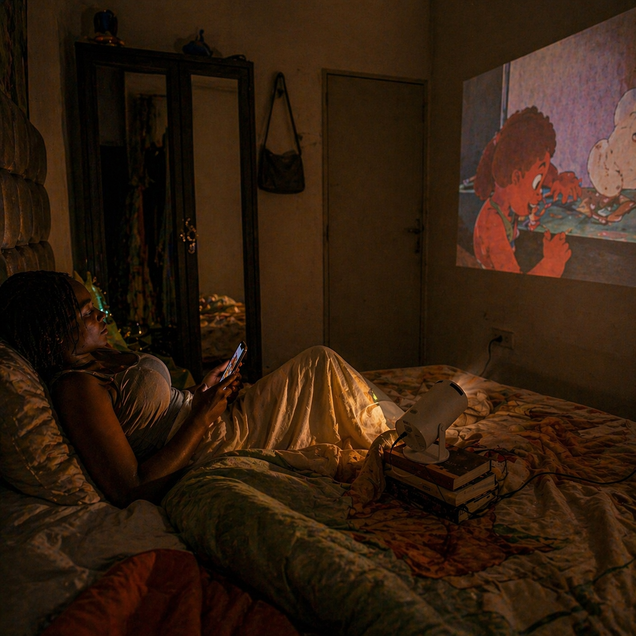 Portable HY300 HD Projector for Home/Outdoor Use - Android 11 Built-in, Easy Phone Casting, Includes HDMI line