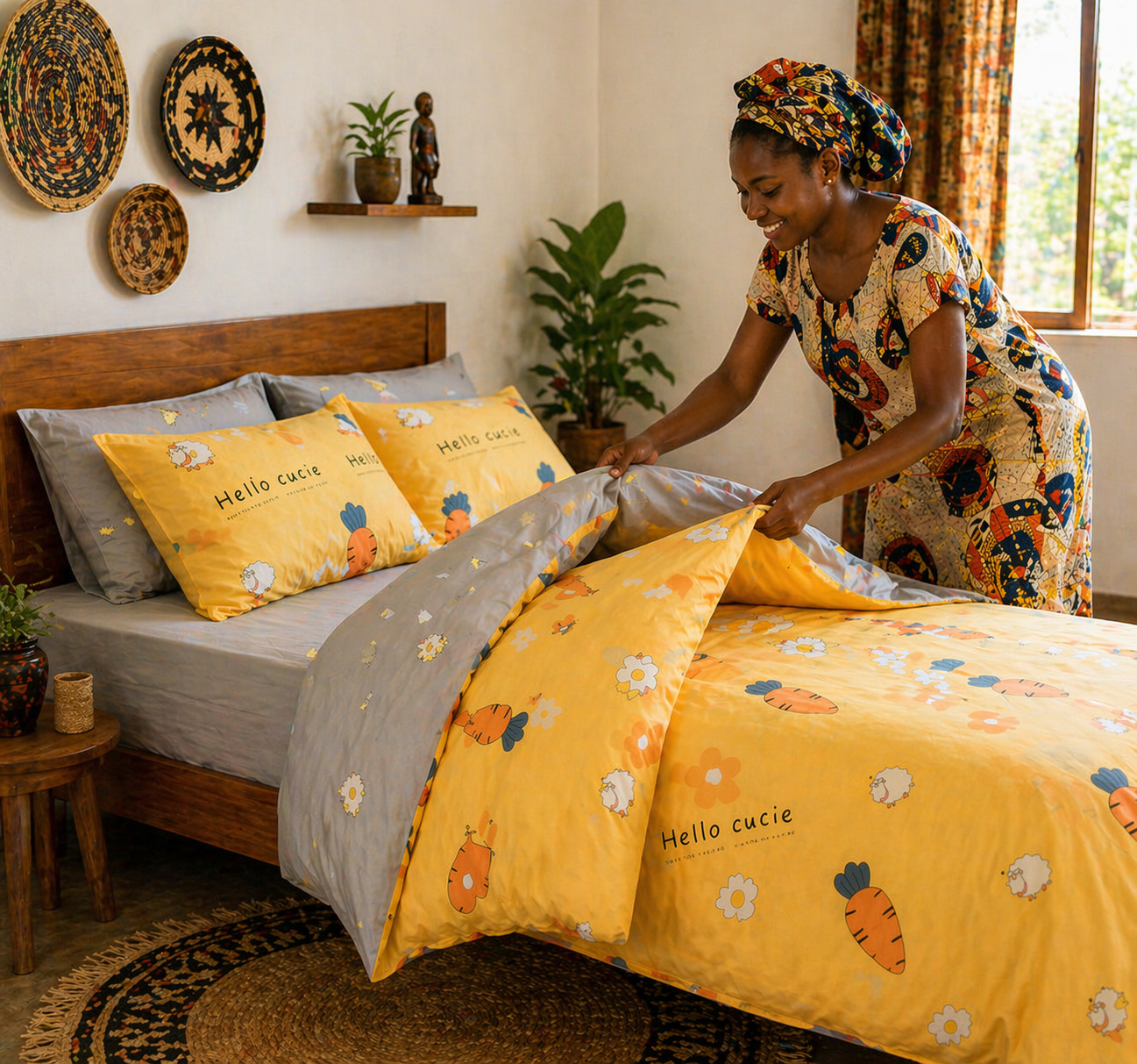4Pcs of  Bedding Sets Comforter Set Bedding Duvet Covers Set ( 1 Duvet Cover, 2 Pillow cases and 1 Bed-sheet ) Bedding Set(NO Duvet&Pillow)