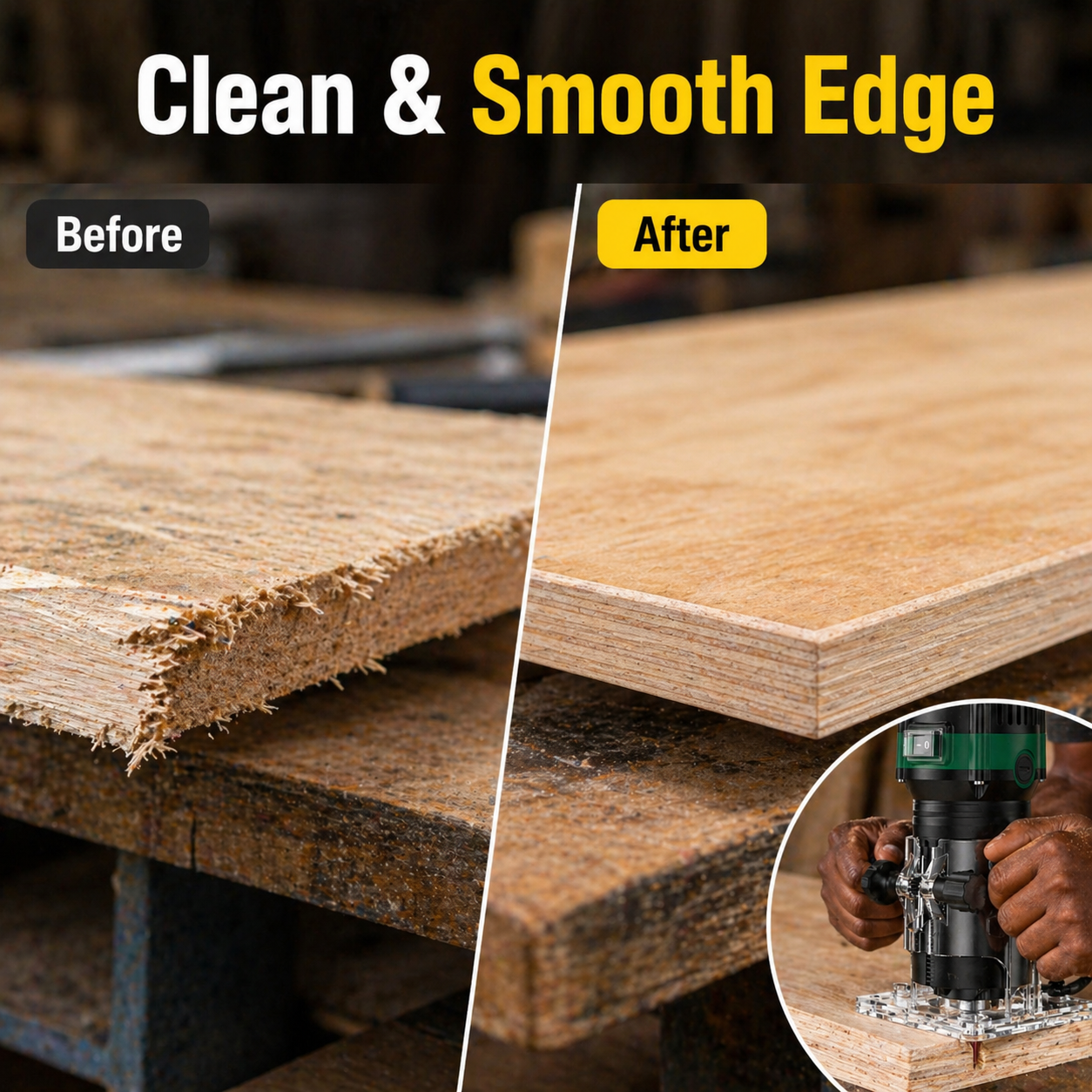 800W Electric Wood Router Trimmer – Woodworking Laminate Trimmer Machine with 2pcs Router Bits, Edge Guide & Roller Guide